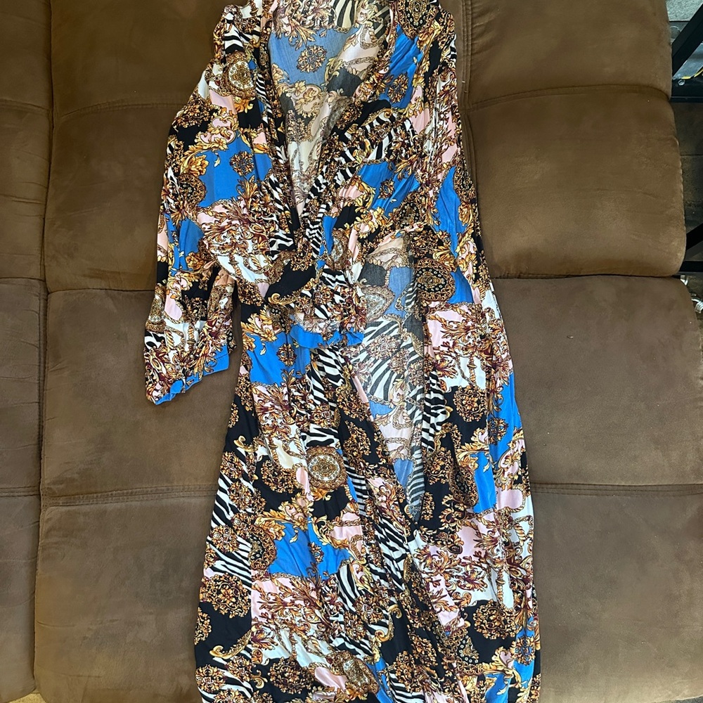 Chic Multicolor Patterned Kimono